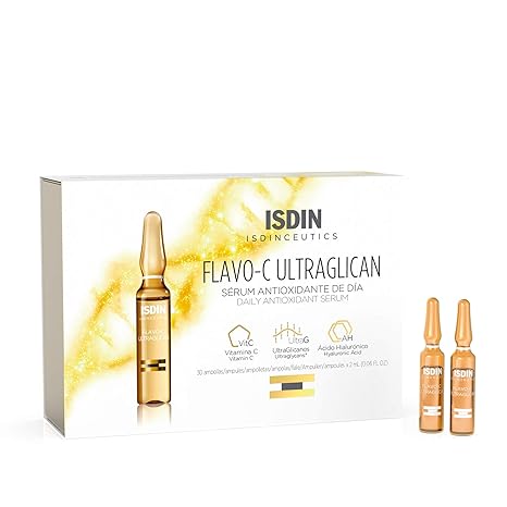 Amazon Com Isdin Serum Ampoules Flavo C Ultraglican Vitamin C And Hyaluronic Acid 30 Ampoules Premium Beauty