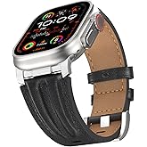 Bouixel Top Grain Genuine Leather Compatible with Apple Watch Ultra 3 Band 49mm 46mm 45mm 44mm 42mm, Handcrafted Vintage Leather Strap for Women Men iWatch Ultra 2/1 Series 11 10 9 8 7 6 5 4 3 SE