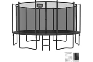 YORIN Tranpoline 16FT 15FT 14FT 12FT 10FT 8FT Tranpoline for Kids and Adults 1500LBS Tranpoline with Basketball Hoop, Enclosure Net, Back Yard Heavy Duty Recreational Tranpolines, ASTM Approved