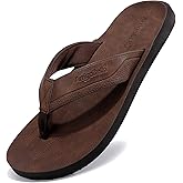 AX BOXING Mens Flip Flops Leather Thong Sandals Casual Comfort Slides Slippers
