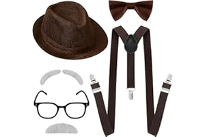 Cozypower 1920's Boys 100 Days of School 6 Pcs Old Man Costume Gangster Costume Set for Kids