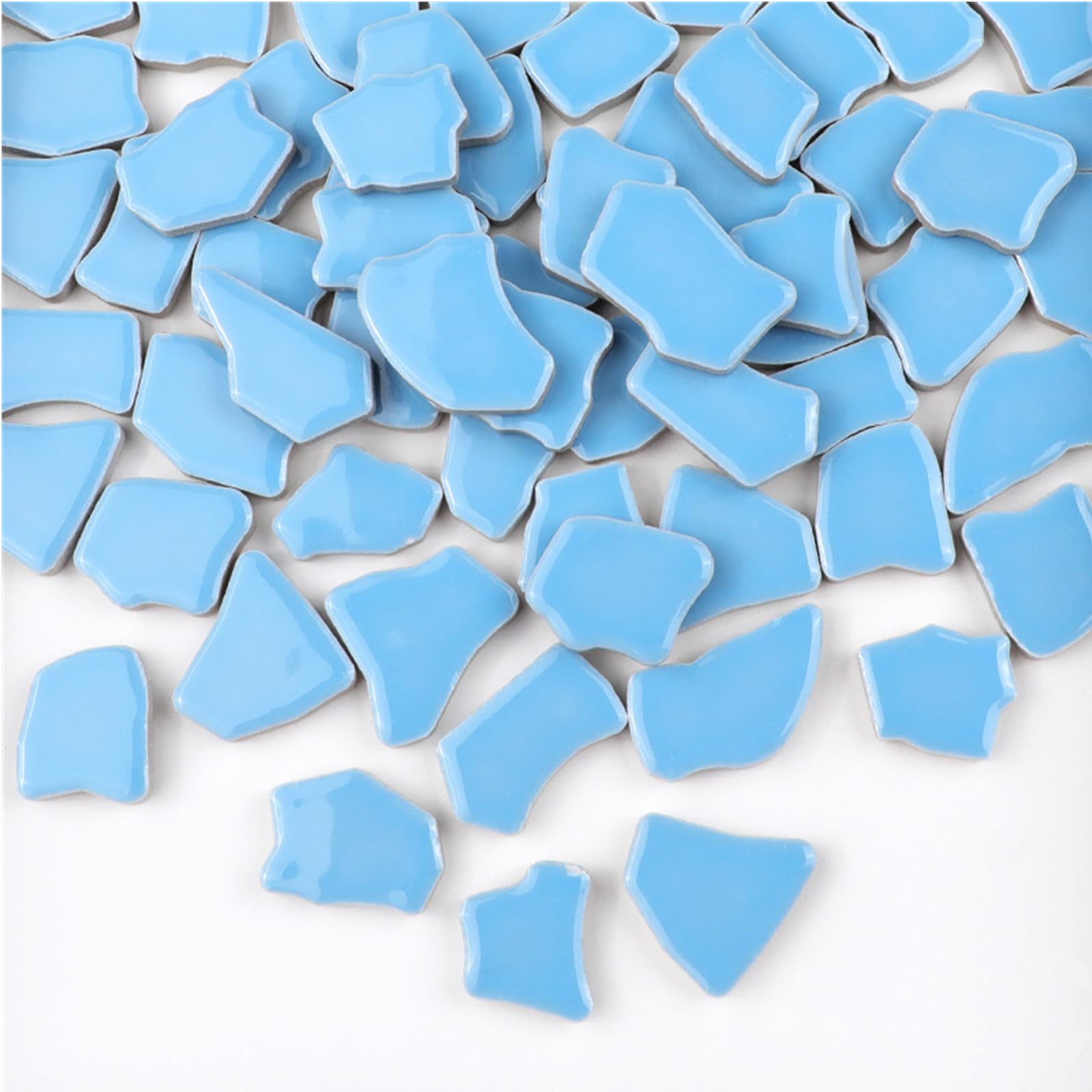 500g Irregular Ceramics Mosaic Tiles, 2-4cm Mosaic Pieces Stones for DIY Mosaic Making Craft Hobby Arts Home Wall Decoration (Sky Blue)