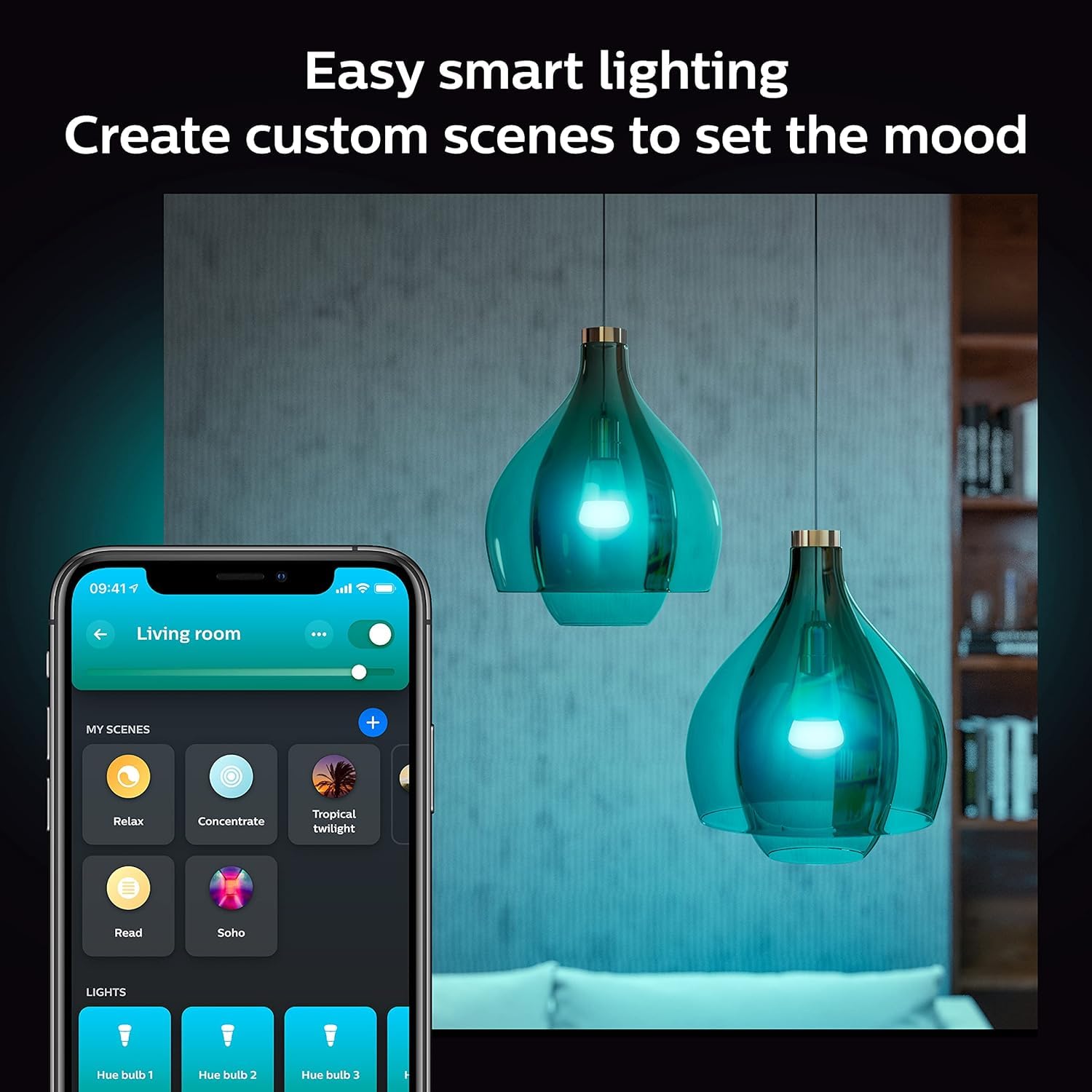Philips Hue Smart 75W A19 LED Bulb - White and Color Ambiance Color-Changing Light - 1 Pack - 1100LM - E26 - Indoor - Control with Hue App - Works with Alexa, Google Assistant and Apple Homekit - View 5