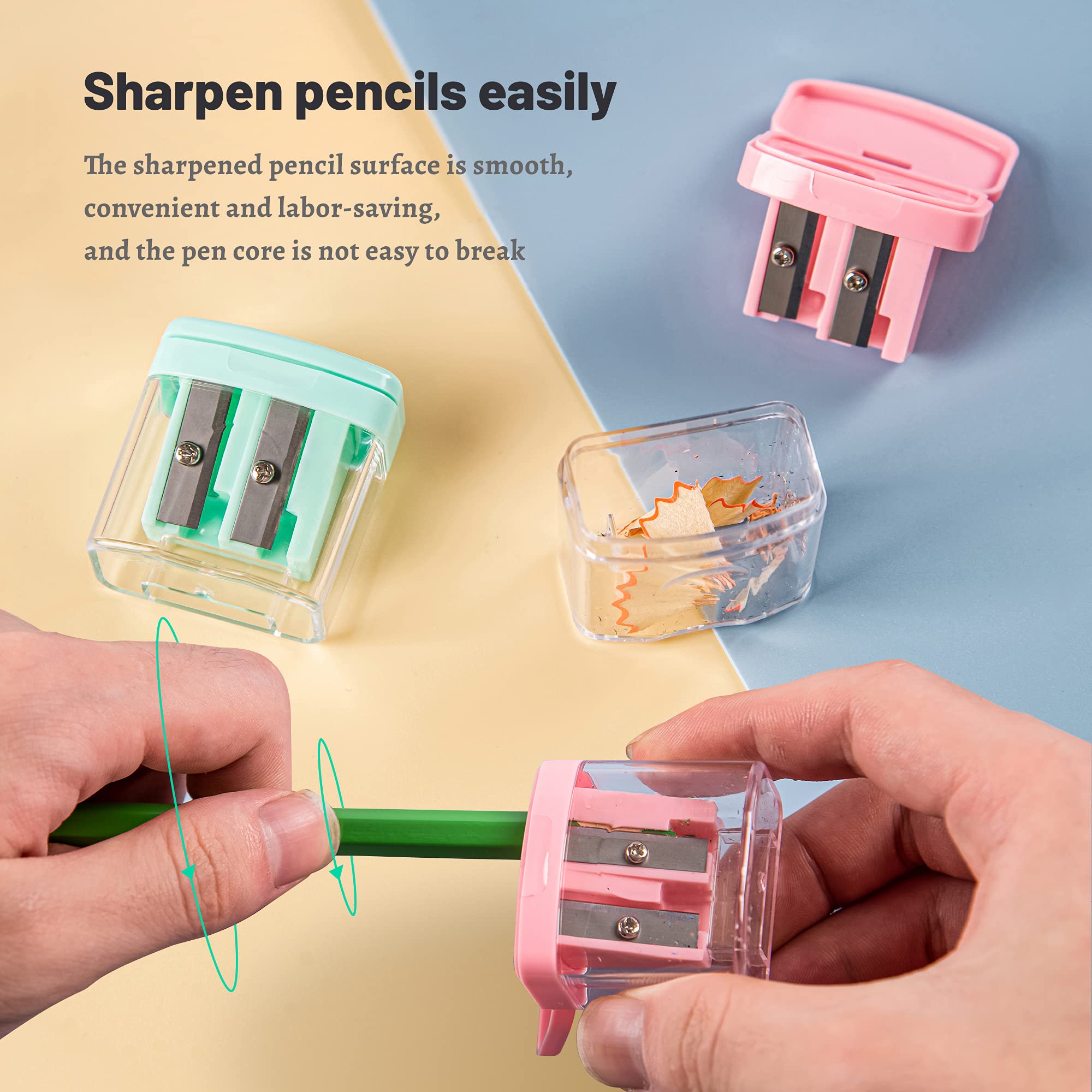 Golcellia 4 PCS Small Pencil Sharpeners Manual for Kids, Colored, Hand Pencil Sharpener, Classroom