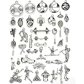 Kinteshun Assorted Sports Games Charm Pendant for DIY Jewelry Making Accessaries(40pcs,Antique Silver Tone)