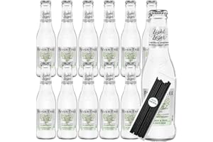 Fever-Tree Cucumber Light Premium Cocktail Mixer 6.8 fl oz Glass Bottles 12 Pack + 20 Plastic Stirrer Sticks by KOOL8SHOP Infinite Deals