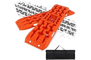 Dollate Off Road Traction Boards with Jack Lift Base: 2 PCS Recovery Boards for Sand, Mud, Snow, Tire Traction Pads for RV Truck 4X4 SUV Emergency Tire Recovery Tracks (41", Orange)