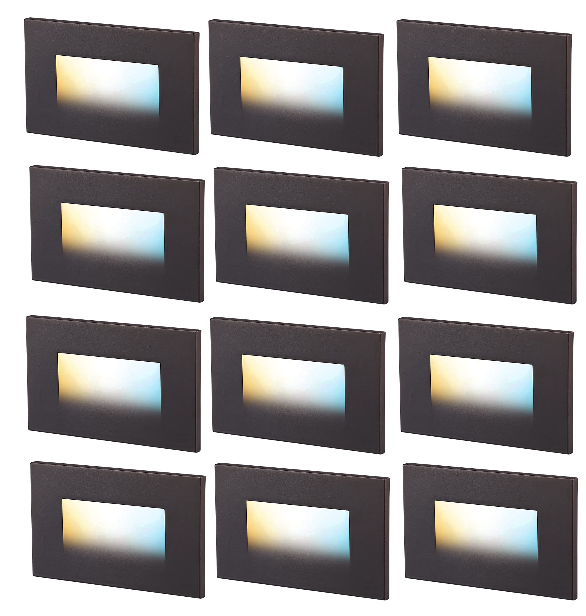 Photo 1 of CLOUDY BAY 3 Color 120V Dimmable LED Indoor Outdoor Step Light,3000K/4000K/5000K 3W 55lm Stair Light,Oil Rubbed Bronze,12 Pack