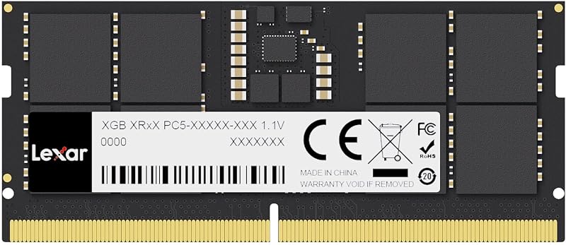 Lexar 16GB DDR5 SODIMM 4800 MHz Laptop RAM 262-Pin CL40 1.1V