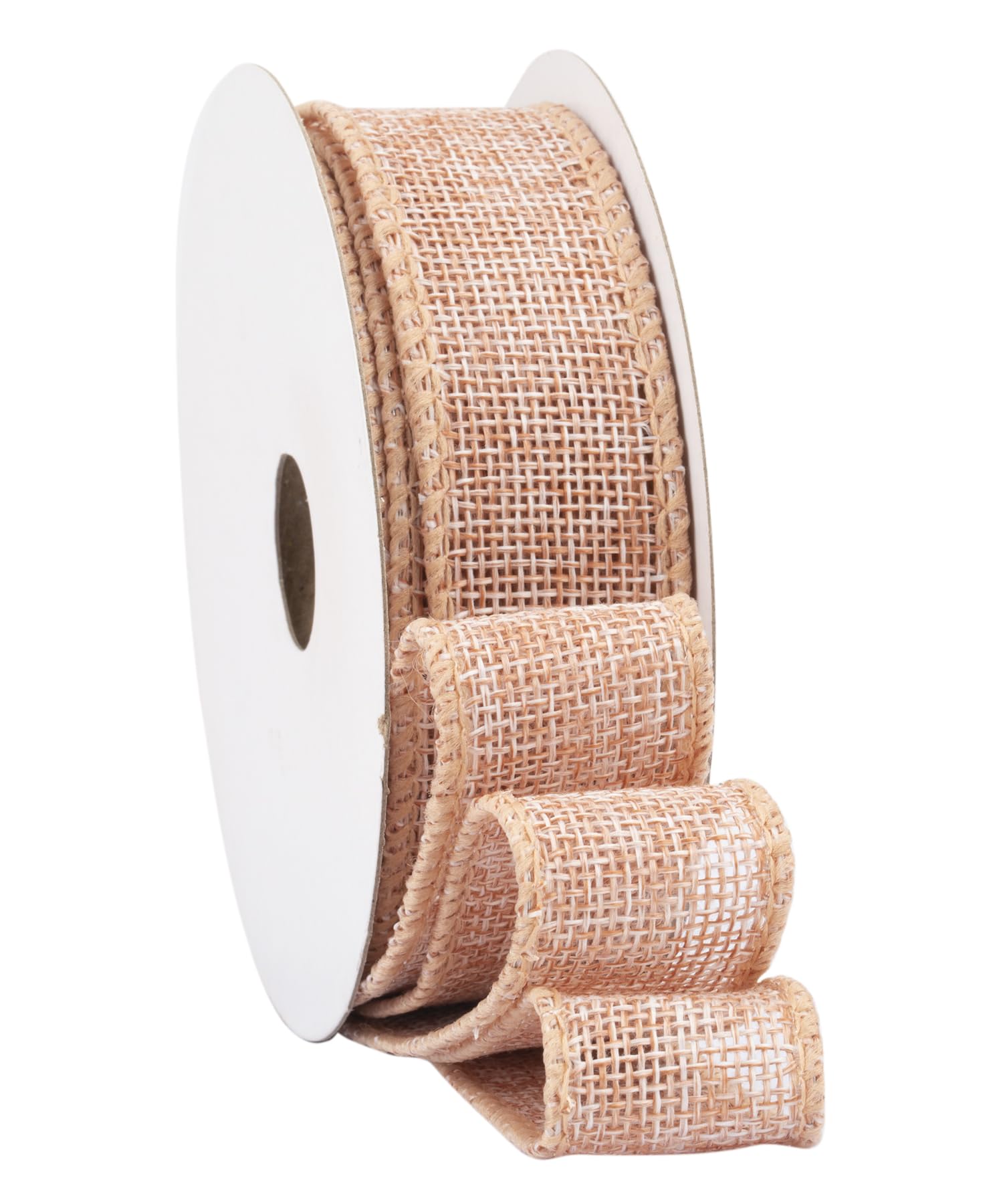 Fondersy 9-Meter Moonstone Burlap Ribbon Wired Burlap Ribbon - 25mm Width for Gift Wrapping, Floral Arrangements, Wreath Making, and Christmas Decor
