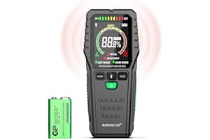 RDINSCOS Pinless Moisture Meters Non-Invasive Digital Wood Moisture Tester Water Leak Detector for Wall,Lumber, building,Firewood,Humidity Tester (Black_Case)
