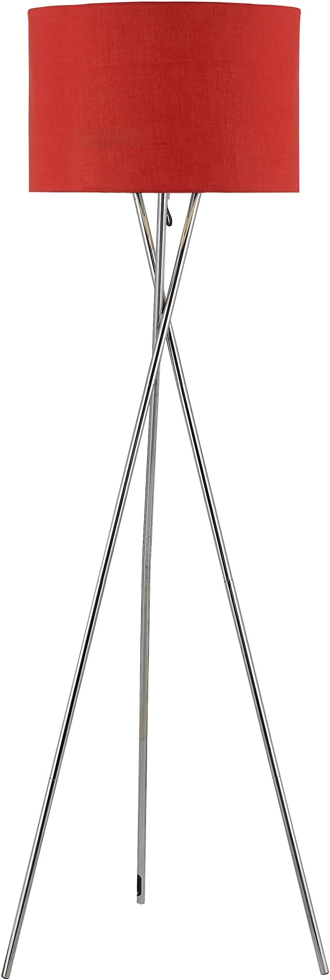 Euro Style Collection Faro 63 Inch High Tripod Floor Lamp with Metal Legs Fabric Shade Decorative Contemporary Lighting (Red)