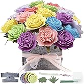 BAZIMA ALICE DIY Felt Flower Art Craft Kit - Colorful Roses Pot Bonsai Kit, 20 Pre-Cut Felt Roses, Beginner Floral Gifts