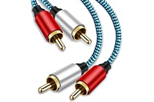Hftywy RCA Cable 5ft/1.5M 2RCA Male to 2RCA Male Stereo Audio Cable Nylon-Braided Auxiliary Audio Cord for Home Theater HDTV 