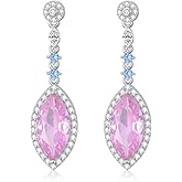 EUSJ Colorful Gemstone 925 Sterling Silver Dropping Earrings for Women Elegant Dangling Earrings Gifts Birthday