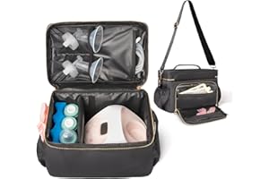 ZOOSA Breast Pump Bag Compatible with Spectra S1 S2 Gold, Breast Pump Carrying Case, EliteMom Breast Pump Tote Bag with Cooler & Strap for Pumping Essentials