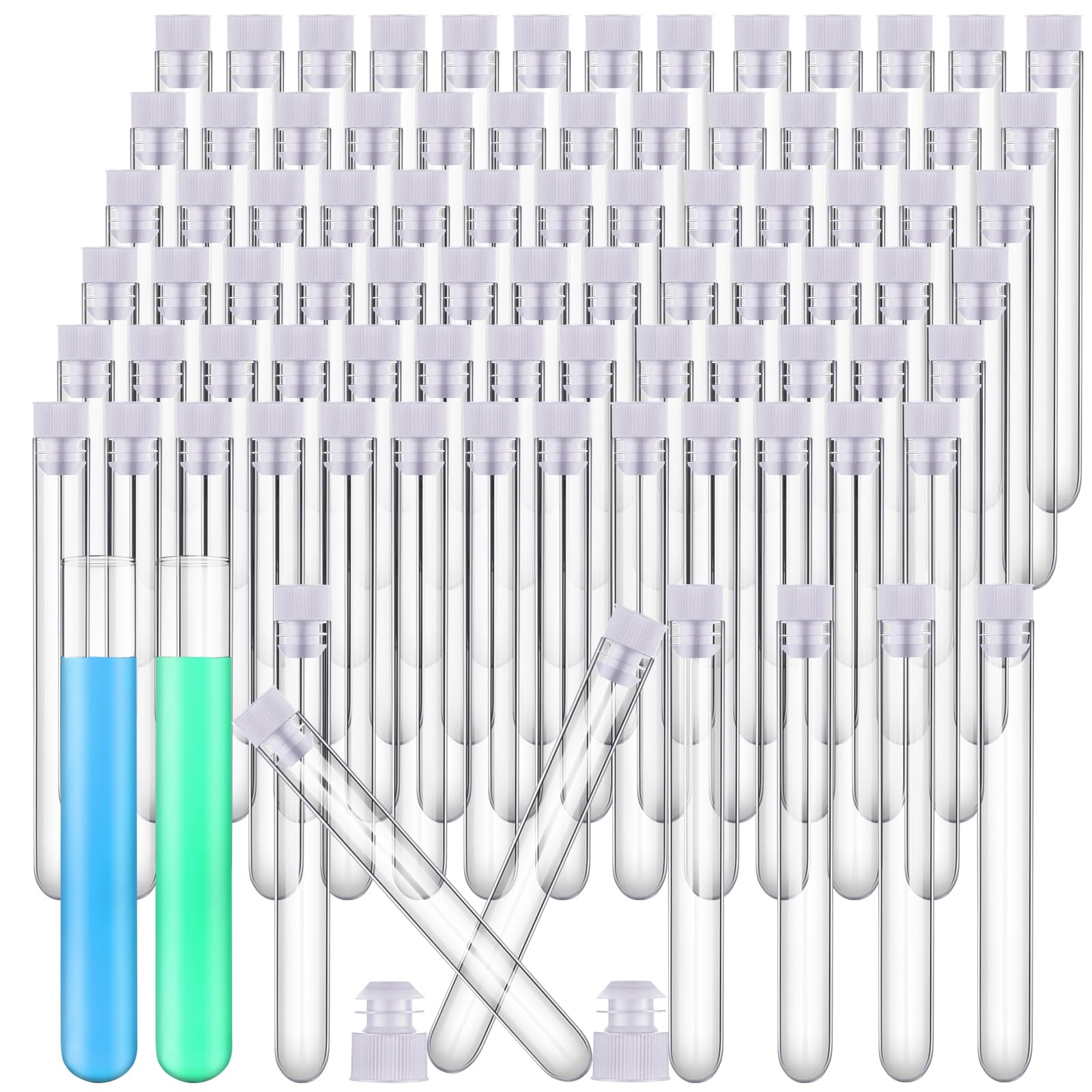 Photo 1 of Xuhal 600 Pack Plastic Test Tubes 12 x 100mm 12 ml Lab Tubes Test for Scientific Themed Birthday Party Supplies (White Color)