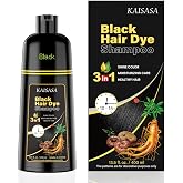 KAISASA Black Hair Dye Shampoo 3 in 1 for Gray Hair, Women & Men | Easy-to-Use Hair Color Shampoo for Full Gray Coverage and
