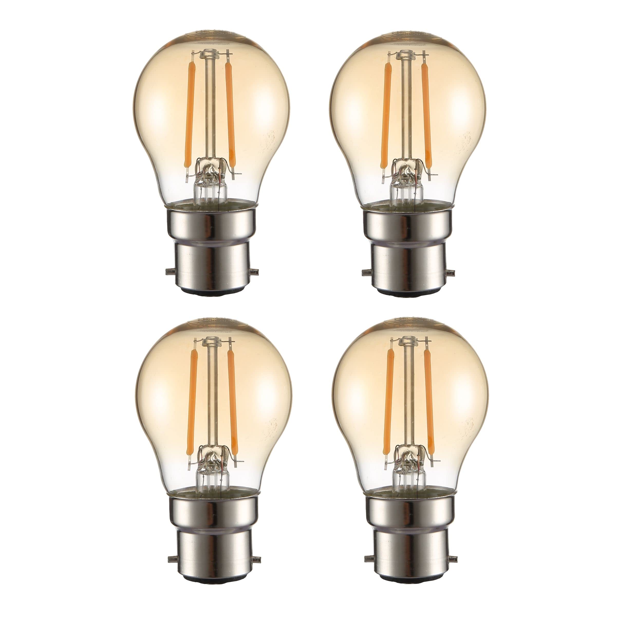 TEKLED® G45 Filament Vintage LED Bulbs | B22 Bayonet Cap | Energy Saving 2W Light Bulb 22W Equivalent | NONDIMMABLE Amber 2400K 220LM | 4-Pack | Warm White — image 1