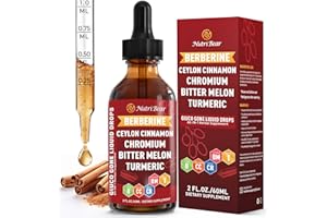 NUTRIBEAR Berberine with Ceylon Cinnamon - Berberine Supplement Liquid Drops with Bitter Melon Extract, Turmeric, Chromium, Gymnema, Moringa, AMPK Activator for Digestion System, Immune Health Support, 2 fl oz