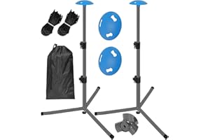 Nukugula Windproof Boat Cover Support Pole System 1/2 Pcs with Adjustable Heights & Tripod Base, Telescoping Steel Furniture Cover Support Poles 22"-49" with Rope & Storage Bag (2 PCS)