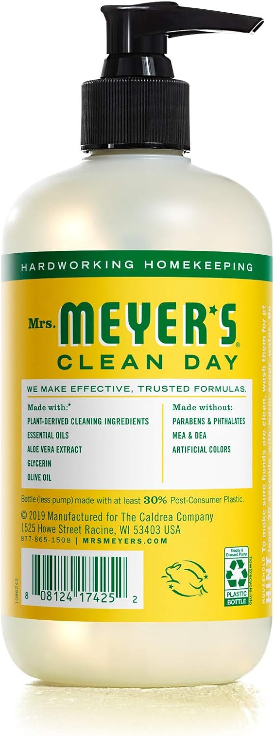 Mrs. Meyer's Clean Day Liquid Hand Soap, Cruelty Free and Biodegradable Hand Wash Made with Essential Oils, Honeysuckle Scent, 12.5 oz Bottle: Health & Personal Care
