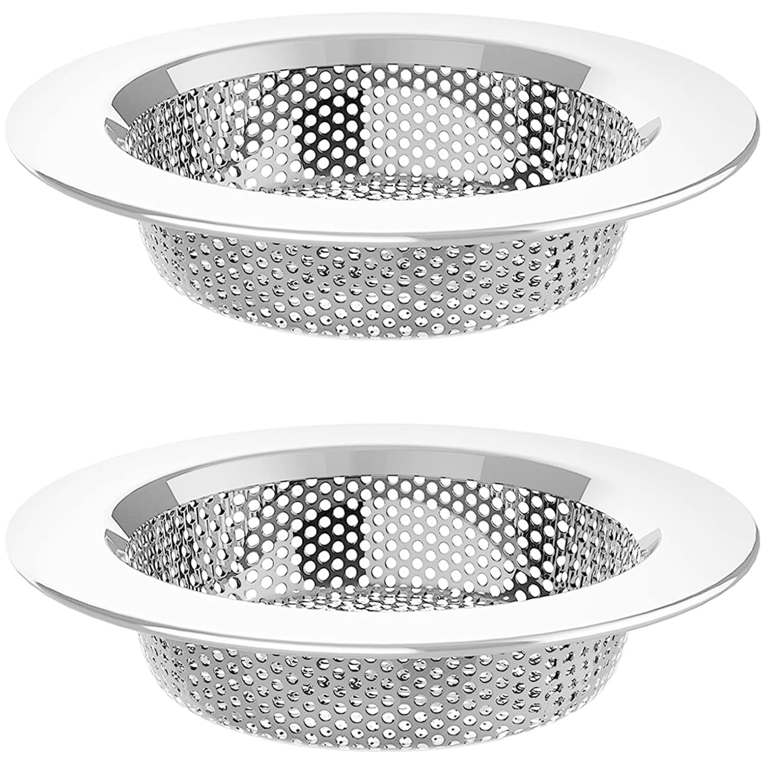2 Pack Tomario Stainless Steel Kitchen Sink Strainer, Standard Sink Drain Protector Hair Catcher for Kitchen Bathroom Shower Kitchen Dishwasher Safe (External Diameter 11.5cm, Inner Diameter 7.5cm)