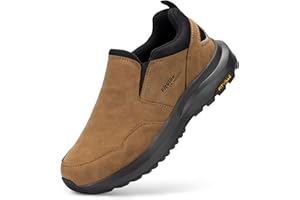 FitVille Men's Wide Hiking Shoes for Men Slip on Loafers Go Walking Shoes Trekking Trails Sneakers with Arch Support