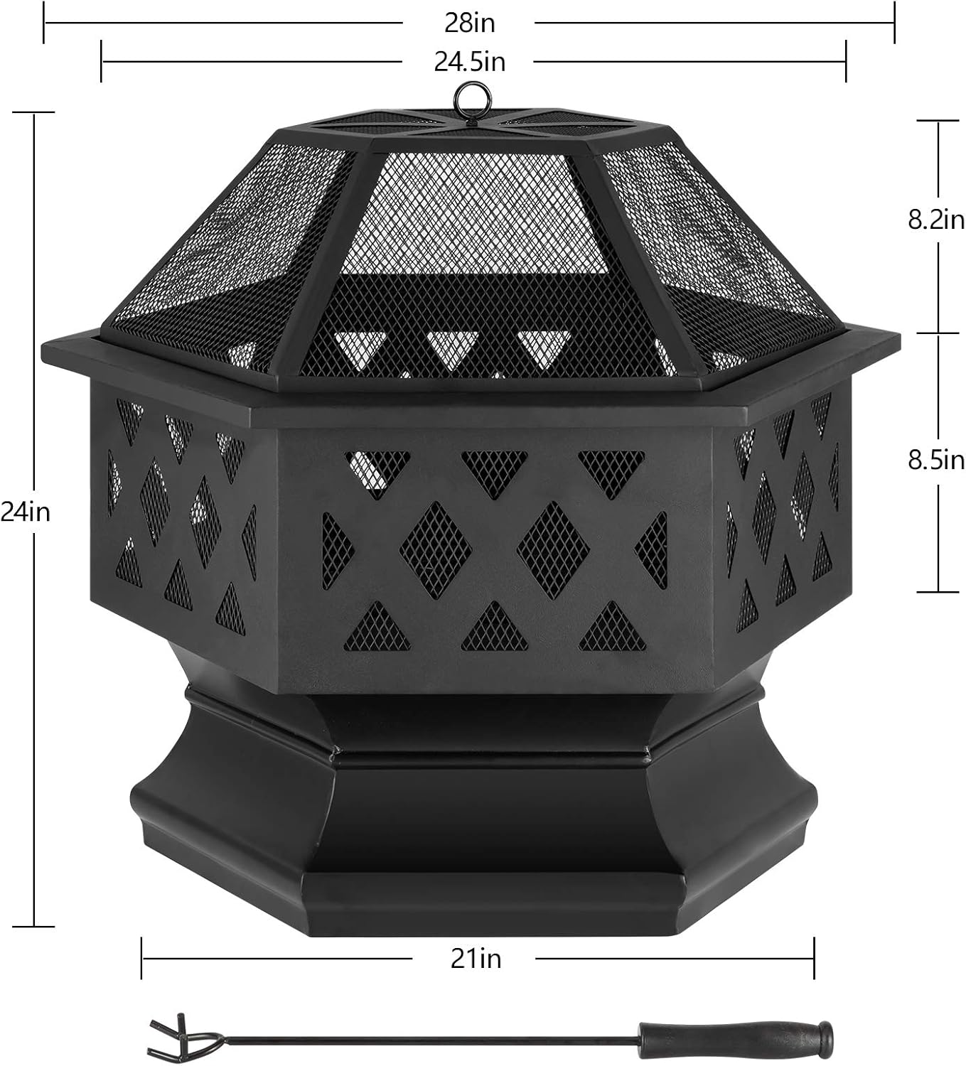 Amagabeli Fire Pit Outdoor Wood Burning Firepit Firebowl Fireplace Poker Spark Screen Retardant Mesh Lid Extra Deep Large Square Outside Backyard Deck Heavy Duty Metal Grate Rustproof Black : Garden & Outdoor