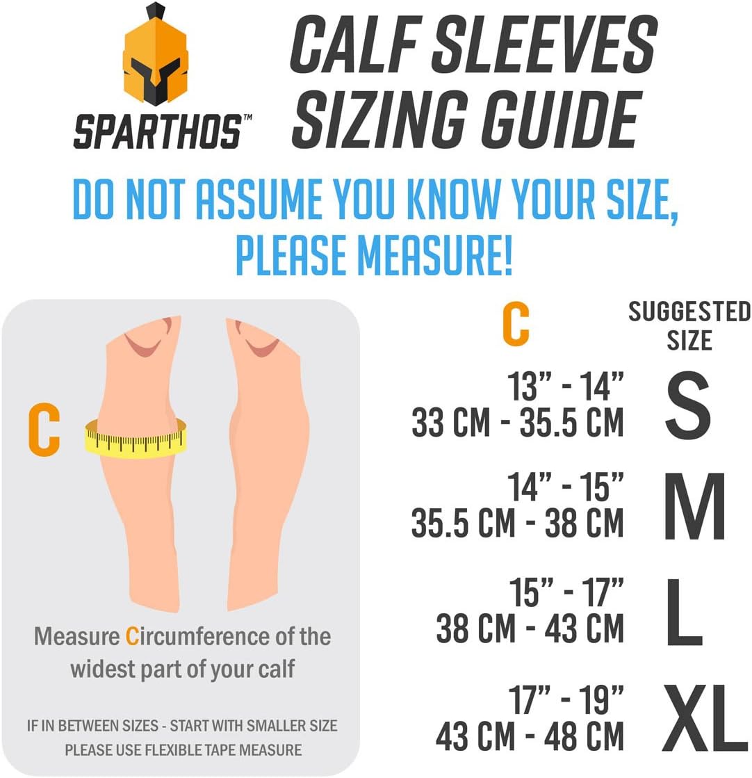 Calf Compression Sleeves by SPARTHOS (Pair) – Leg Compression Socks for Men and Women – Shin Splint Calf Pain Relief Calf Medical Leg Pain and Cramps Recovery Varicose Veins (Black-L): Health & Personal Care