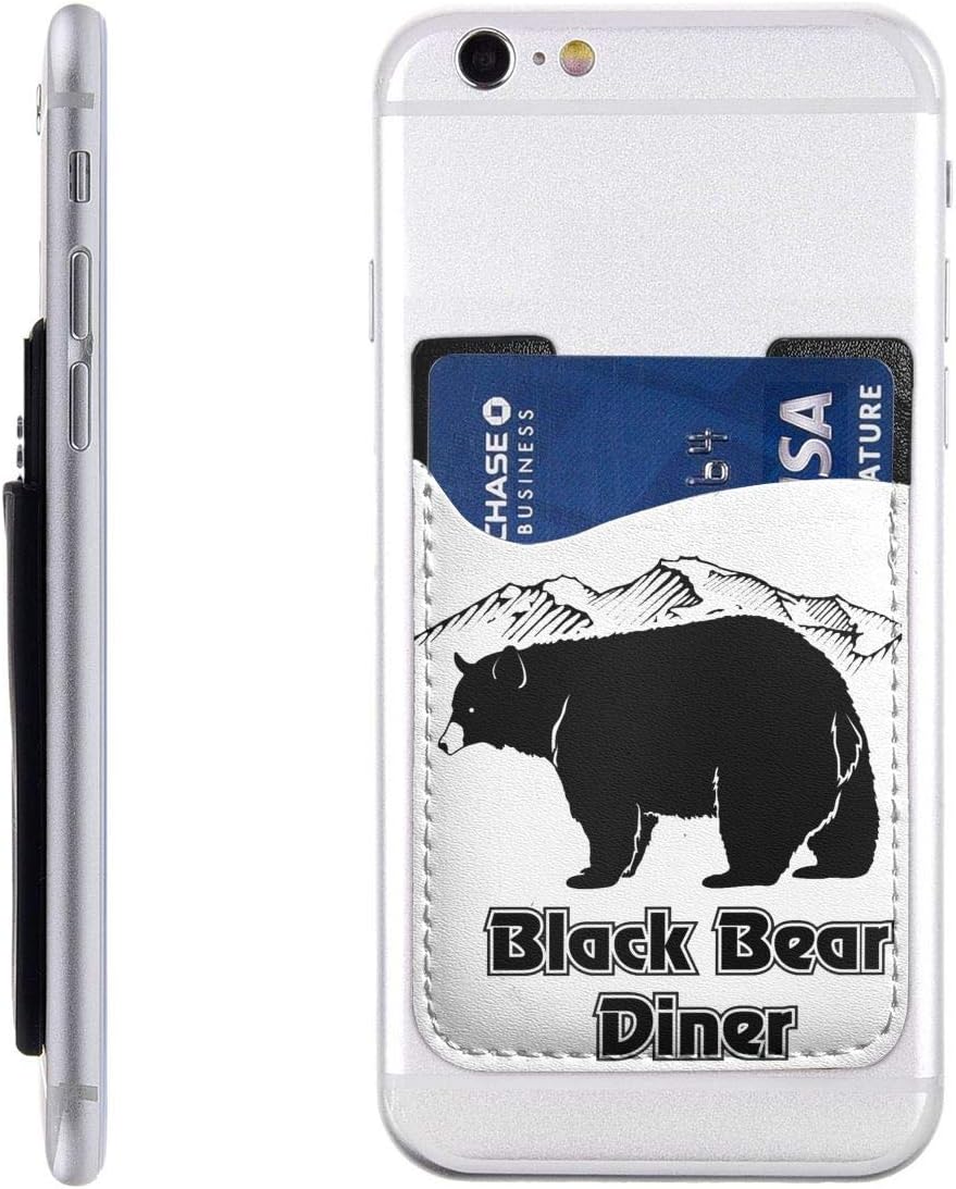 Black Bear Diner Cell Phone Stick On Wallet Card Holder Phone Pouch Sleeve Pocket for iPhone, Android and All Smartphones