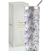 Onebttl Purple Butterfly Gifts for Butterfly Lovers for Women & Girls, 20oz/590ml Stainless Steel Tumbler with Lid, Perfect for Birthday, Christmas, Mother's Day