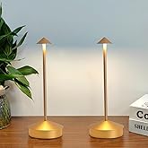 Simisand Modern Cordless Table Lamp Set of 2, Portable LED Desk Lamps, 6000mAh Rechargeable Battery Operated Lighting for Bedroom Dining Room Restaurant Coffee Shop Camping Night Light (Gold)