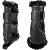 Equinavia Vali Fleece Horse Boots Set, Protective Tendon Boots for Horses | Ultra Fleece Lining Splint Boots for Horses Front Feet or Back, Faux Leather, Comfortable Support for Training, Turnout, Show
