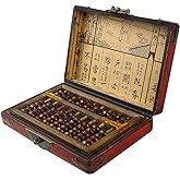 Larcele 9 Column Wooden Abacus with Vintage Leather Box SP-01 | Classic, Soroban for Study, Home Decoration, Aging Treatment