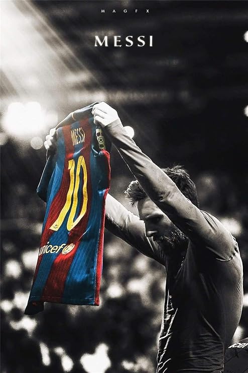 messi holding jersey poster