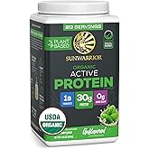 Sunwarrior Organic Plant Based Protein Powder | Vegan Organic Protein Powder with BCAA Amino Acids Plus Recovery Minerals & Botanicals | Non-GMO Soy Dairy & Gluten Free (Unflavored, 20 Servings)