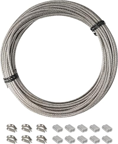 YEYIT 17Pcs Cable Rope Kit 10M 304 Stainless Steel PVC Coated Wire Rope