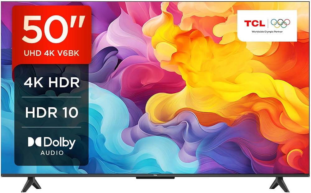 TCL 50V6BK 50-Inch 4K Ultra HD HDR Android TV Dolby Audio Voice Control