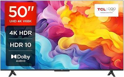 TCL 50V6BK 50-Inch 4K Ultra HD HDR Android TV Dolby Audio Voice Control