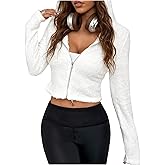 GORGLITTER Women's Teddy Cropped Hoodie Jackets Fuzzy Zip Up Lightweight Long Sleeve Crop Hooded Sweatshirts