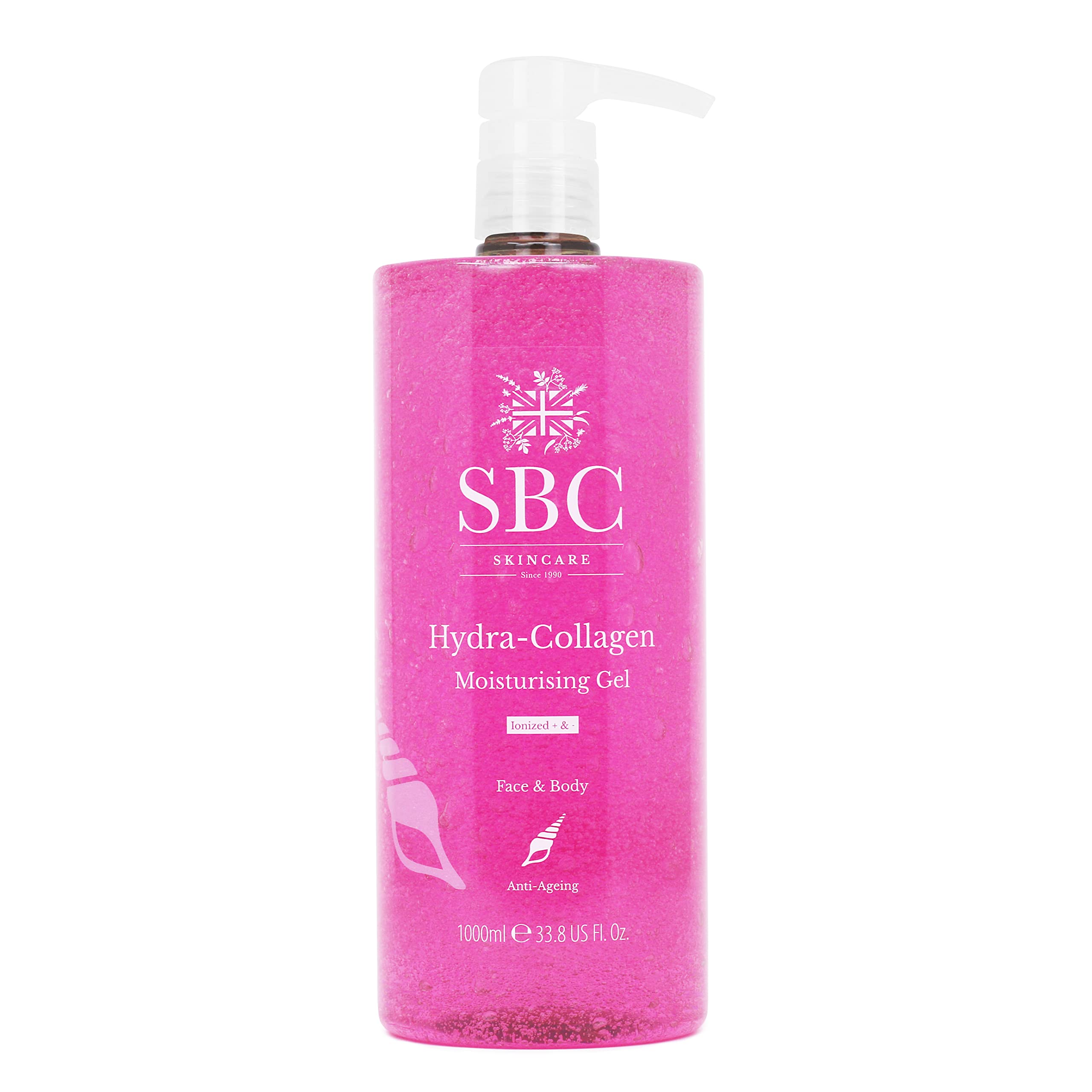 SBC Skincare Hydra-Collagen Moisturising Gel 1000ml Anti-Ageing Face and Body Moisturiser Oil-Free Lightweight Collagen Face & Body Hydrating Lotion