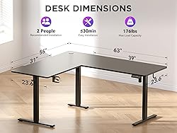 WALKINGDESK 63x55 Inches Reversible L Shaped