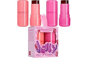 Qifylmaf Water Jelly Tint Stick, Cooling Water Jelly Tint Lip Gloss, Jelly Blush Makeup Stick, Buildable Watercolor Finish Waterproof Long Lasting (Set B)