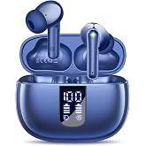 Wireless Earbuds, 50H Playtime Bluetooth Headphones, LED Display Case | Bluetooth 5.3, IPX7 Waterproof, Deep Bass Stereo, in-Ear Earphone with Mic for iPhone/Android/Tablet/Laptop/Sport, Navy