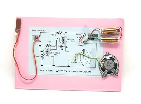 StepsToDo Water Sensor Based Rain Alarm / Water Tank Overflow Alarm Ready to Use Project (Base-Cardboard)