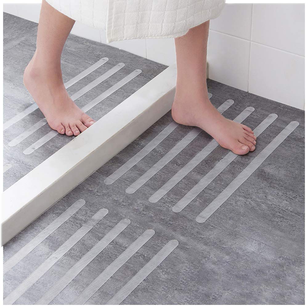 ecooe 16 Pieces Non Slip Stickers Shower Stickers Bath Safety Strips Transparent Self-Adhesive Non Slip Strips Stickers for Bathtubs Showers with Acrylic Board for Positioning