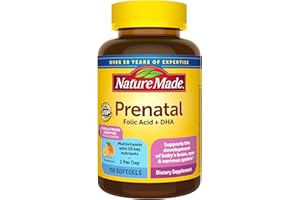 Nature Made Prenatal Vitamins for Women with Folic Acid + DHA, 110 Softgels | Prenatal Vitamin and Mineral Supplement for Daily Nutritional Support, With Folic Acid and 19 Other Nutrients, 110 Day Supply