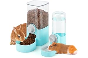 YUEPET Rabbit Food Water Dispenser, Large Capacity Bunny Feeder for Cages Automatic Rabbit Water Dispenser Suitable for Rabbits Ferrets Guinea Pigs Small Animals(Blue)