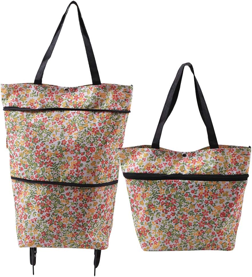 Toomett Foldable Shopping Bag with Wheels, Collapsible Trolley Bag on